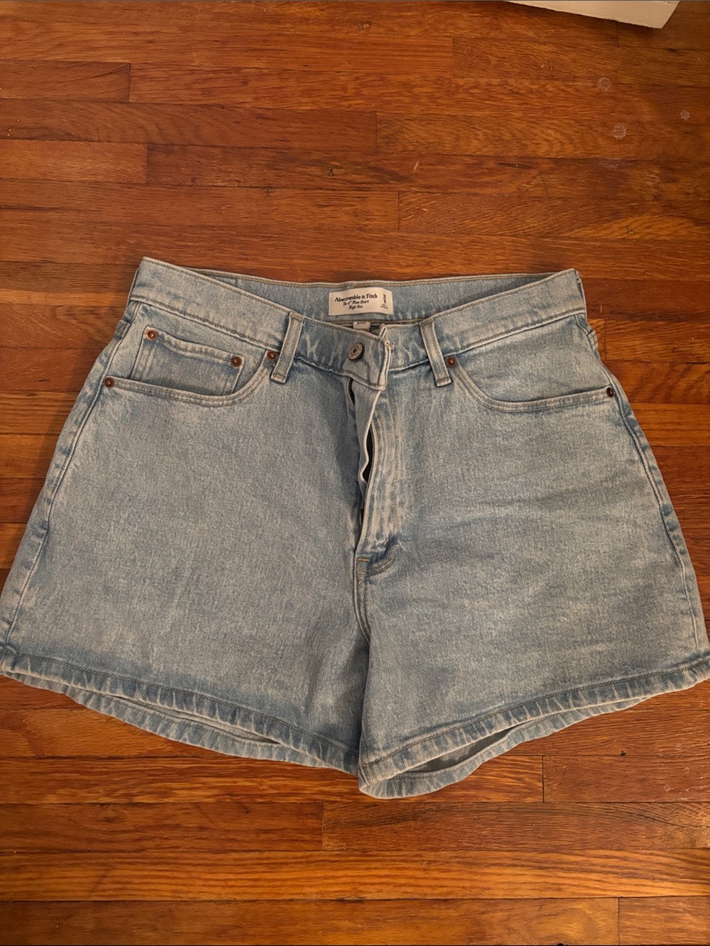Abercrombie & Fitch Light Blue Denim High-Rise Shorts